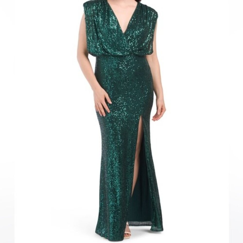 BCBG MaxAzria Green Sequin Dress, Botanical